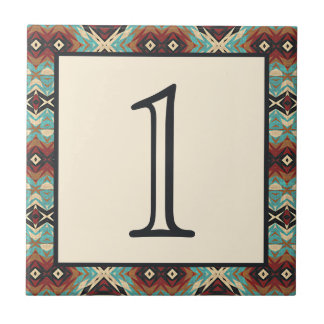 Custom Turquoise Blue Terracotta Red House Number Fliese