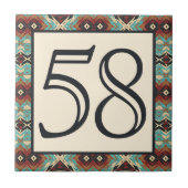 Custom Turquoise Blue Terracotta Red House Number Fliese (Vorderseite)