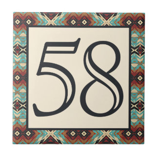 Custom Turquoise Blue Terracotta Red House Number Fliese