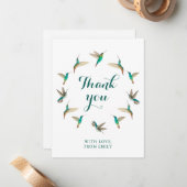 Custom Turquoise Hummingbirds Danke Mitteilungskarte (Vorderseite/Rückseite Beispiel)