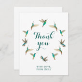 Custom Turquoise Hummingbirds Danke Mitteilungskarte (Vorne/Hinten)