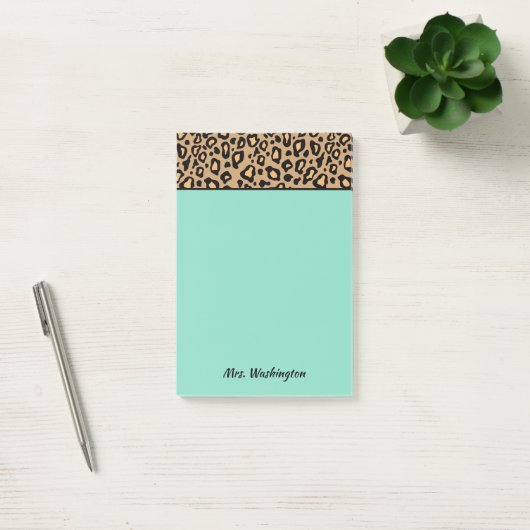 Custom Turquoise Leopard Lehrer Post It Notes Post-it Klebezettel (Büro)