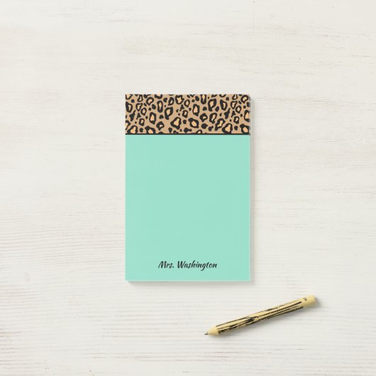 Custom Turquoise Leopard Lehrer Post It Notes Post-it Klebezettel (Auf Schreibtisch)