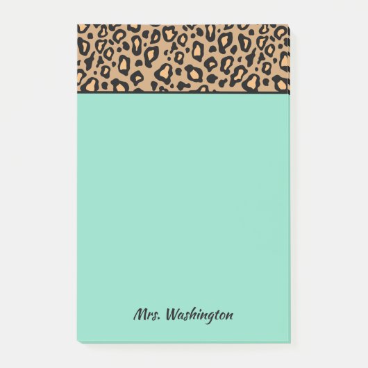 Custom Turquoise Leopard Lehrer Post It Notes Post-it Klebezettel (Vorderseite)