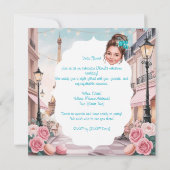 Custom Turquoise Sweet 16 in Paris Einladung (Rückseite)