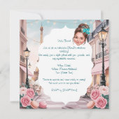 Custom Turquoise Sweet 16 in Paris Einladung (Rückseite)