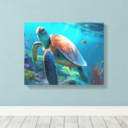 Custom Turtle Canvas Wall Art Personalized Design Leinwanddruck (Insitu (Holzboden))