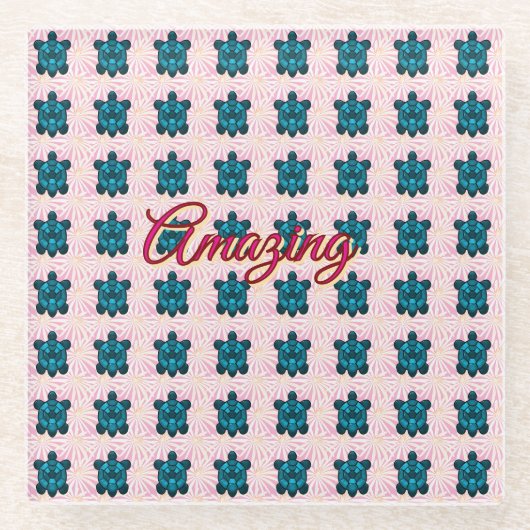 Custom turtle pattern Sherpa Blanket Glasuntersetzer (Vorderseite)