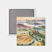 Custom Tuscany Watercolor Rolling Hills Landscape Magnet (Vorderseite/Rückseite)