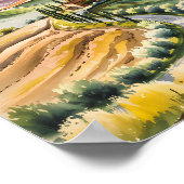 Custom Tuscany Watercolor Rolling Hills Landscape Poster (Ecke)
