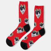 Custom Tuxedo Cat Foto auf Socken mit roter Crew (Linkes Detail)