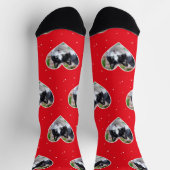 Custom Tuxedo Cat Foto auf Socken mit roter Crew (Oben)