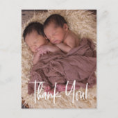 Custom Twin Baby Dusche Vielen Dank Ankündigungspostkarte (Vorderseite)
