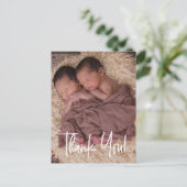 Custom Twin Baby Dusche Vielen Dank Ankündigungspostkarte (Stehend Vorderseite)