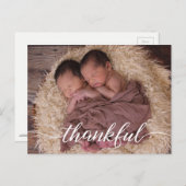 Custom Twin Baby Foto Vielen Dank Ankündigungspostkarte (Vorne/Hinten)