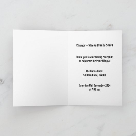 Custom Two Brides Biker Motorrad Abend Hochzeit Einladung (Innenseite)