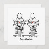 Custom Two Brides Biker Motorrad Abend Hochzeit Einladung (Vorne/Hinten)