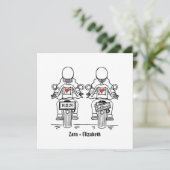 Custom Two Brides Biker Motorrad Abend Hochzeit Einladung (Stehend Vorderseite)