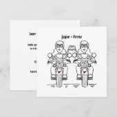 Custom Two Brides Biker Motorrad Abend Hochzeit Einladung (Vorne/Hinten)