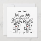 Custom Two Brides Biker Motorrad Abend Hochzeit Einladung (Vorderseite)