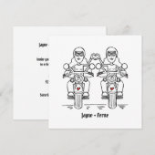Custom Two Brides Biker Motorrad Abend Hochzeit Einladung (Vorne/Hinten)