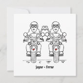 Custom Two Brides Biker Motorrad Abend Hochzeit Einladung (Vorderseite)