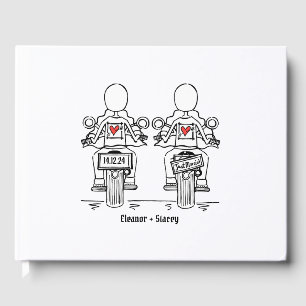 Custom Two Brides Biker Motorrad Abend Hochzeit Gästebuch