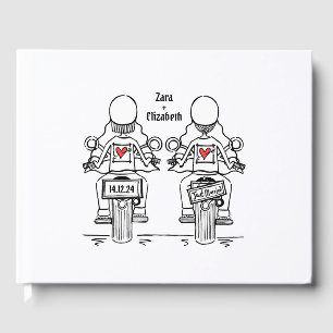 Custom Two Brides Biker Motorrad Abend Hochzeit Gästebuch