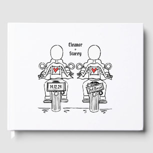 Custom Two Brides Biker Motorrad Abend Hochzeit Gästebuch