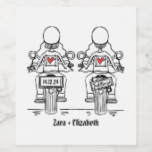 Custom Two Brides Biker Motorrad Abend Hochzeit Weinetikett (Einzelnes Label)
