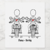 Custom Two Brides Biker Motorrad Abend Hochzeit Weinetikett (Einzelnes Label)