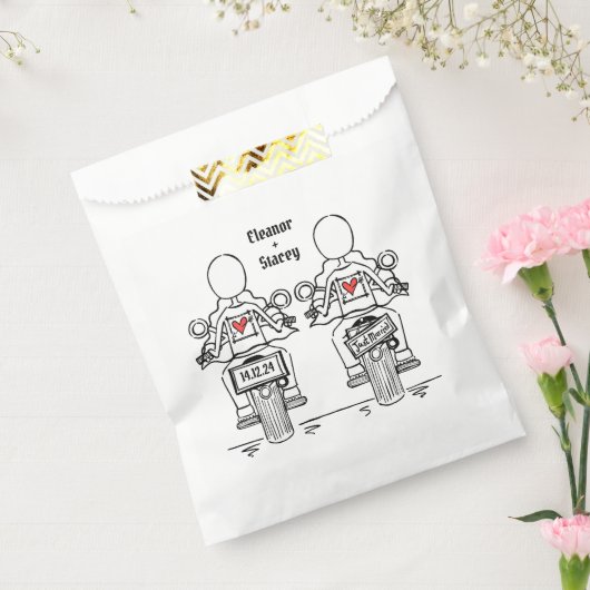 Custom Two Brides Biker Motorrad Hochzeit Geschenktütchen (Versiegelt)