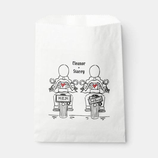 Custom Two Brides Biker Motorrad Hochzeit Geschenktütchen (Vorderseite)