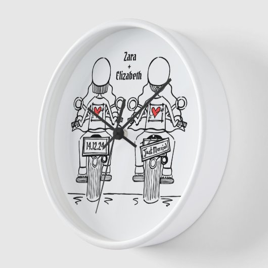 Custom Two Brides Biker Motorrad Hochzeitsuhr Uhr (Winkel)