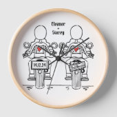 Custom Two Brides Biker Motorrad Hochzeitsuhr Uhr (Vorderseite)