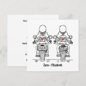 Custom Two Brides Biker Motorrad Lesbian Hochzeit Einladung (Vorne/Hinten)