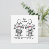 Custom Two Brides Biker Motorrad Lesbian Hochzeit Einladung (Stehend Vorderseite)
