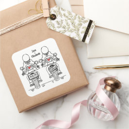 Custom Two Brides Biker Motorrad Lesbian Hochzeit Quadratischer Aufkleber