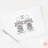 Custom Two Brides Biker Motorrad Lesbian Hochzeit Quadratischer Aufkleber (Umschlag)