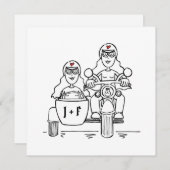 Custom Two Brides Motorrad und Sidecar Abend Einladung (Vorne/Hinten)