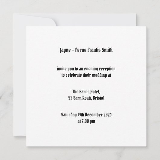 Custom Two Brides Motorrad und Sidecar Abend Einladung (Rückseite)