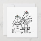 Custom Two Brides Motorrad und Sidecar Abend Einladung (Vorderseite)