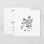 Custom Two Brides Motorrad und Sidecar Wedding Einladung (Vorne/Hinten)