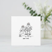 Custom Two Brides Motorrad und Sidecar Wedding Einladung (Stehend Vorderseite)