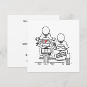 Custom Two Brides Motorrad und Sidecar Wedding Einladung (Vorne/Hinten)