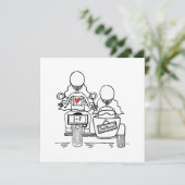 Custom Two Brides Motorrad und Sidecar Wedding Einladung (Stehend Vorderseite)