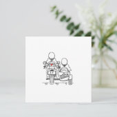 Custom Two Brides Motorrad und Sidecar Wedding Einladung (Stehend Vorderseite)
