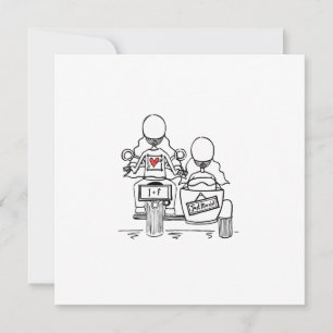 Custom Two Brides Motorrad und Sidecar Wedding Einladung