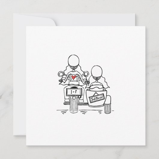 Custom Two Brides Motorrad und Sidecar Wedding Einladung (Vorderseite)