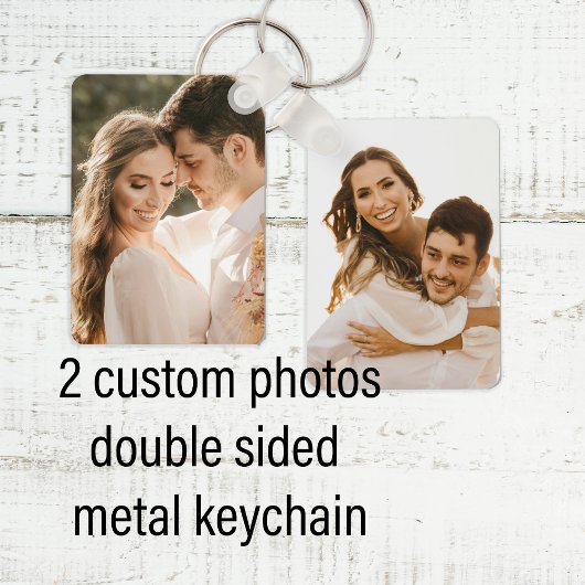 Custom two couple photo double sided aluminium  schlüsselanhänger